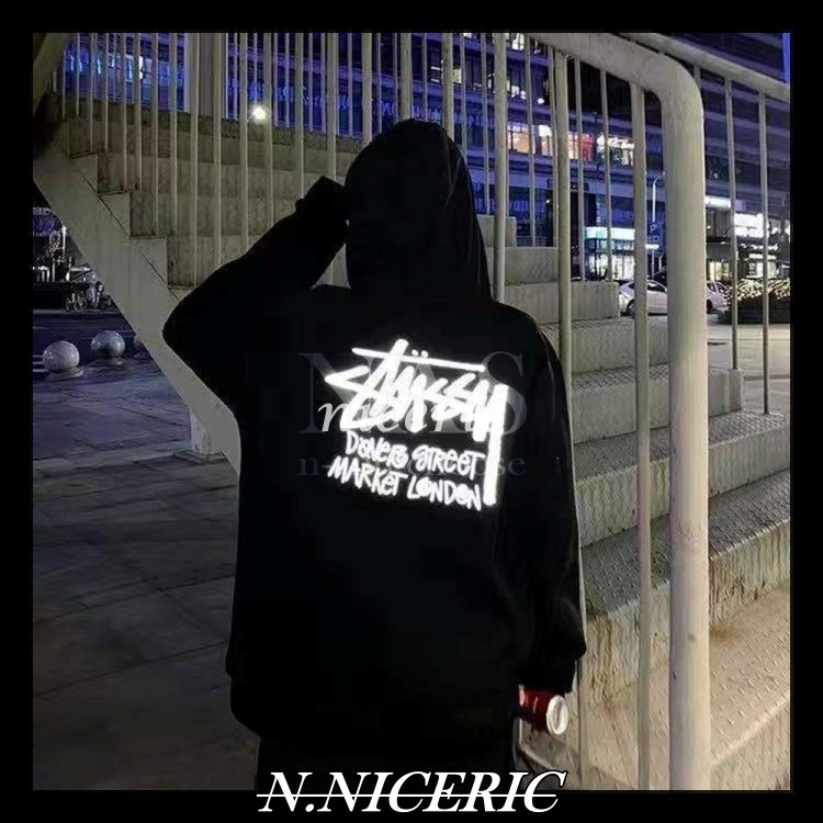 Stussy世界巡遊 反光款 長袖 連帽 帽踢 帽T 連帽T