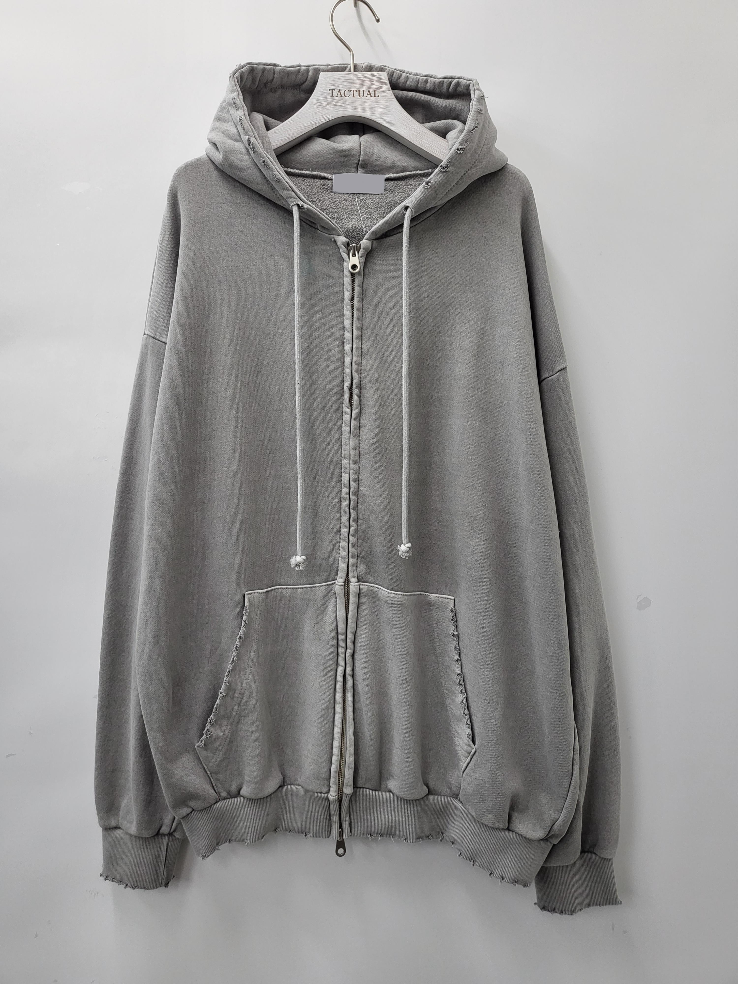 洗水破洞拉鍊連帽外套 JK2397