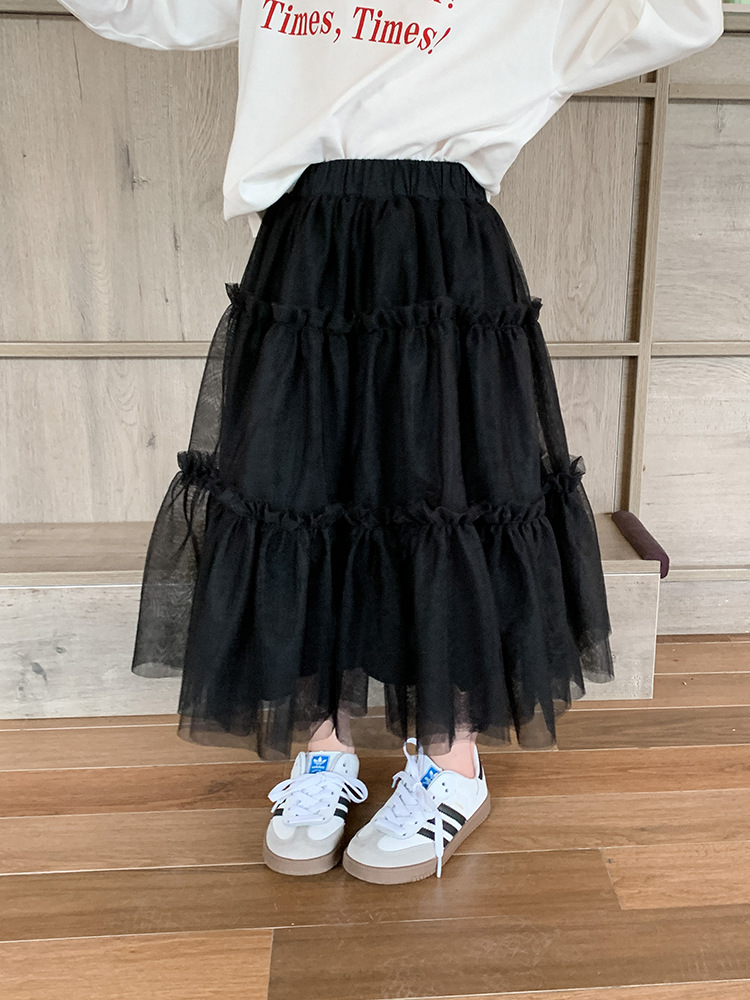 蓬蓬網紗蛋糕長裙 黑色 90-150cm