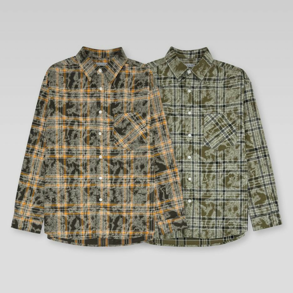 格仔長袖恤衫 RECOVER-014S