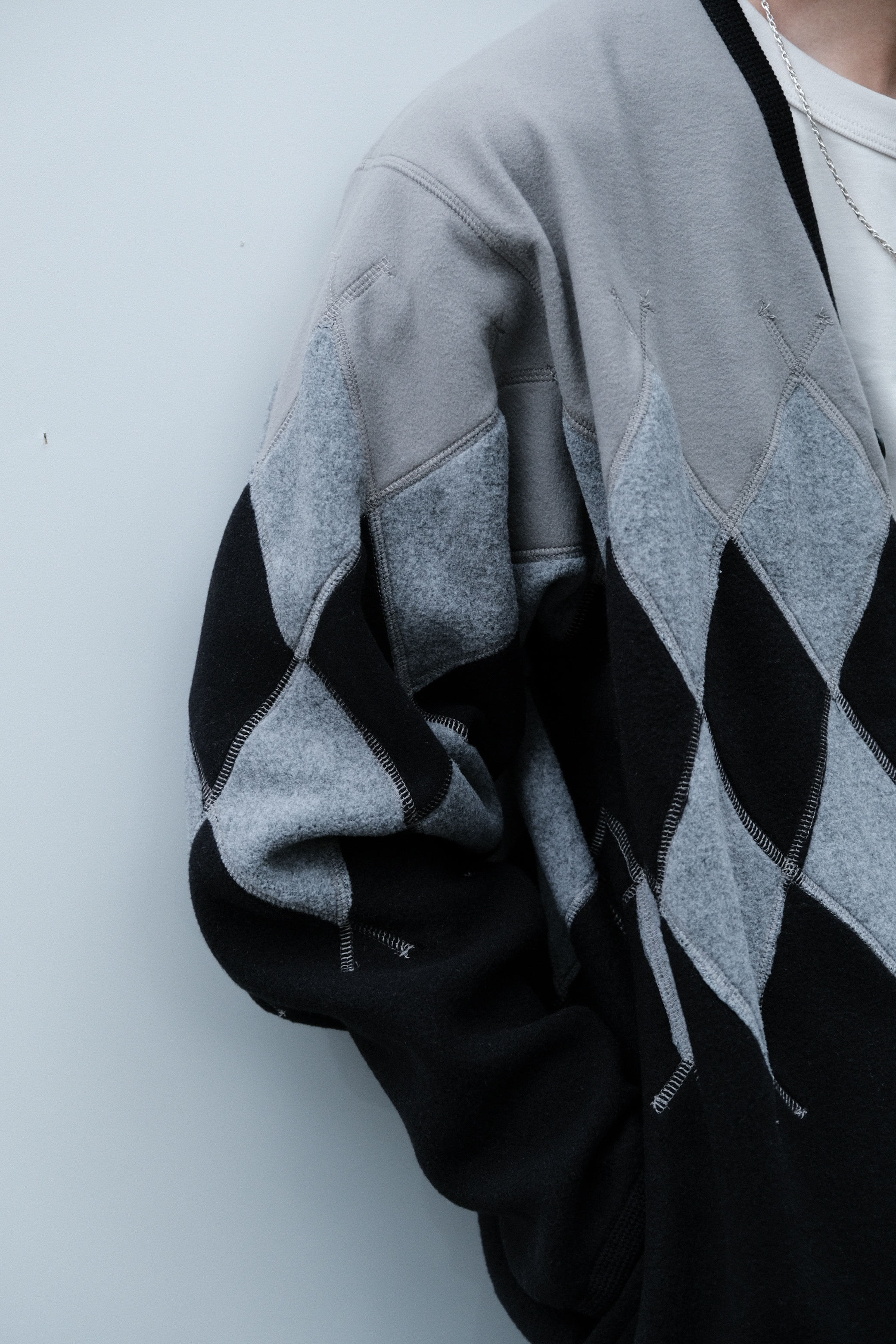 BURLAP OUTFITTER - ARGYLE FLEECE CARDIGAN / 2COLORS