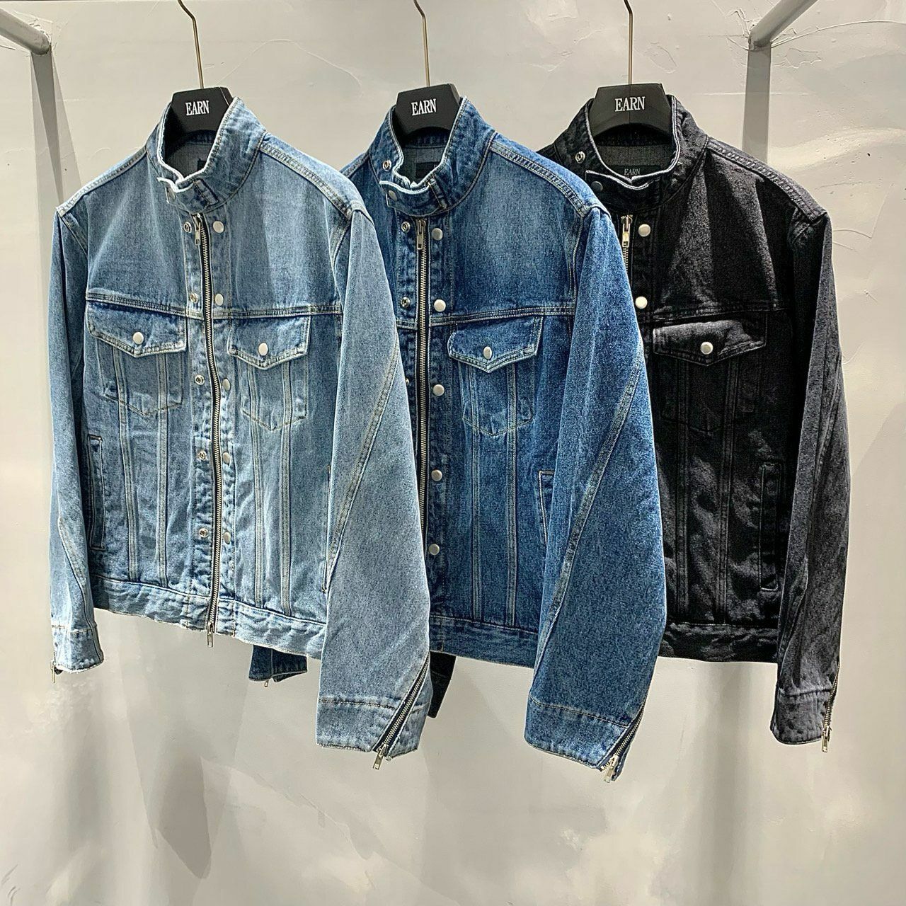 洗水企領牛仔褸 EARN-029JK