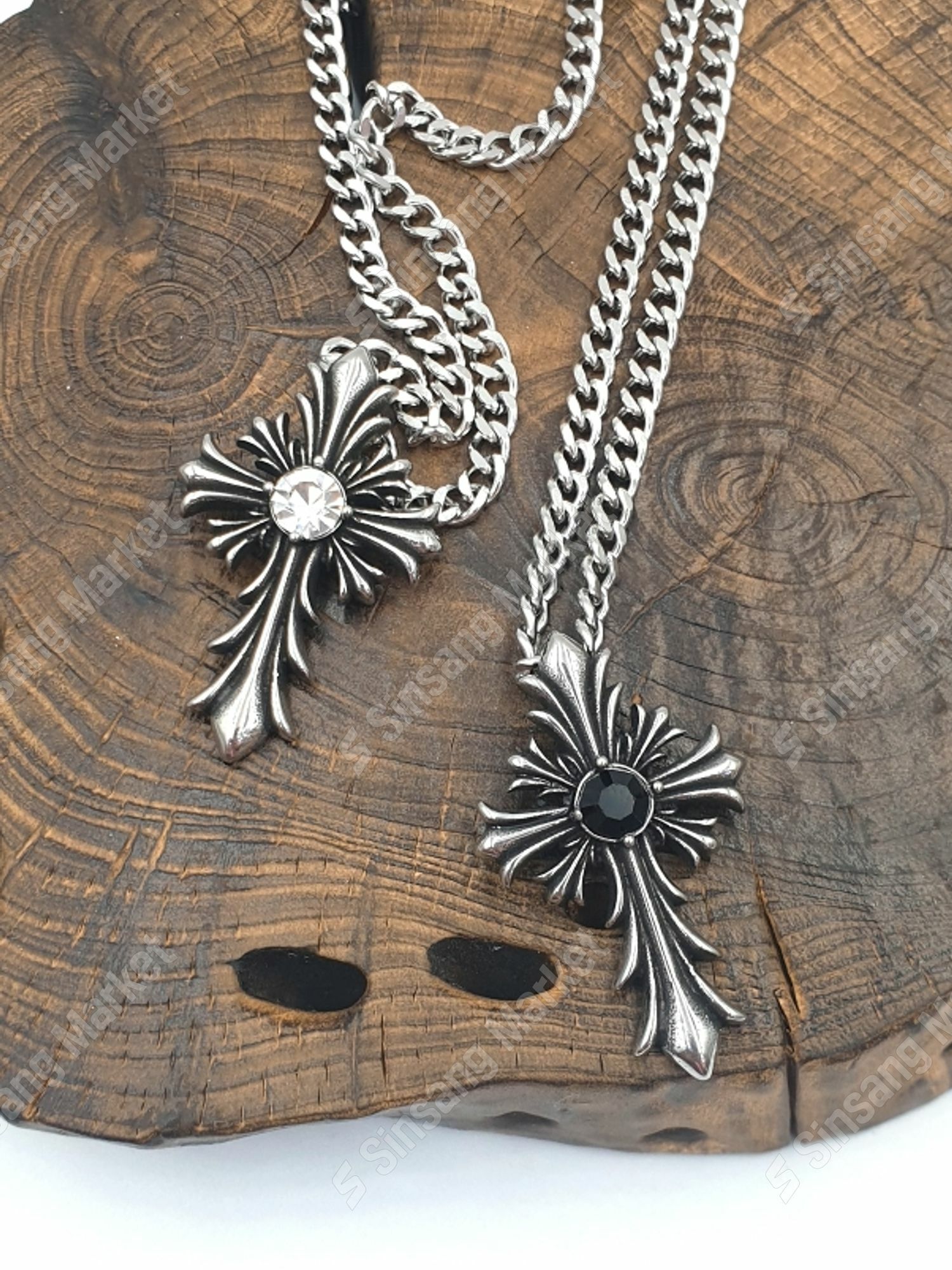 醫療鋼鑲鑽十字架項鍊