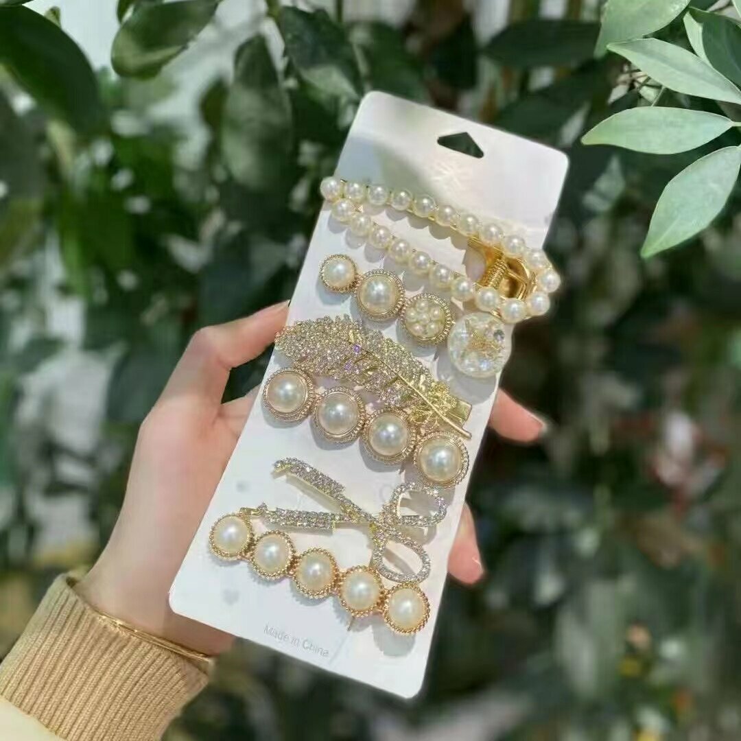 全城熱賣 - 韓式氣質珍珠金色髮夾 (一套六個)