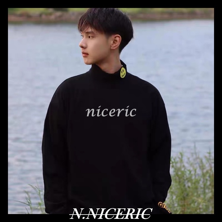 [Nice日韓歐美代購］笑臉長袖高領上衣Drew House 2020春夏領口笑臉薄刺繡高領長袖T 大學T