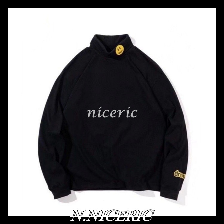 [Nice日韓歐美代購］笑臉長袖高領上衣Drew House 2020春夏領口笑臉薄刺繡高領長袖T 大學T