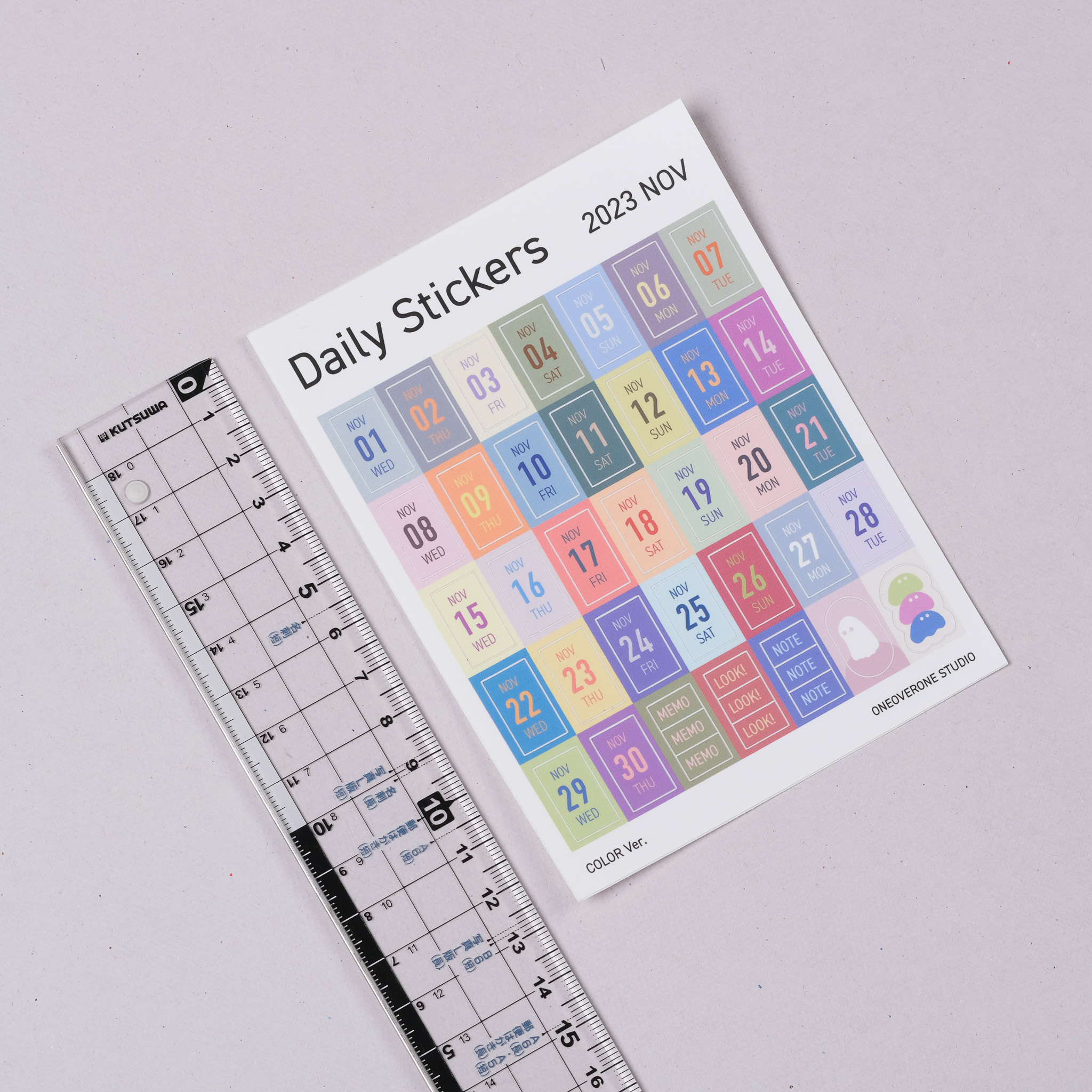 實際日期簡單日付貼紙 彩色版本 ｜一分之一工作室 台灣