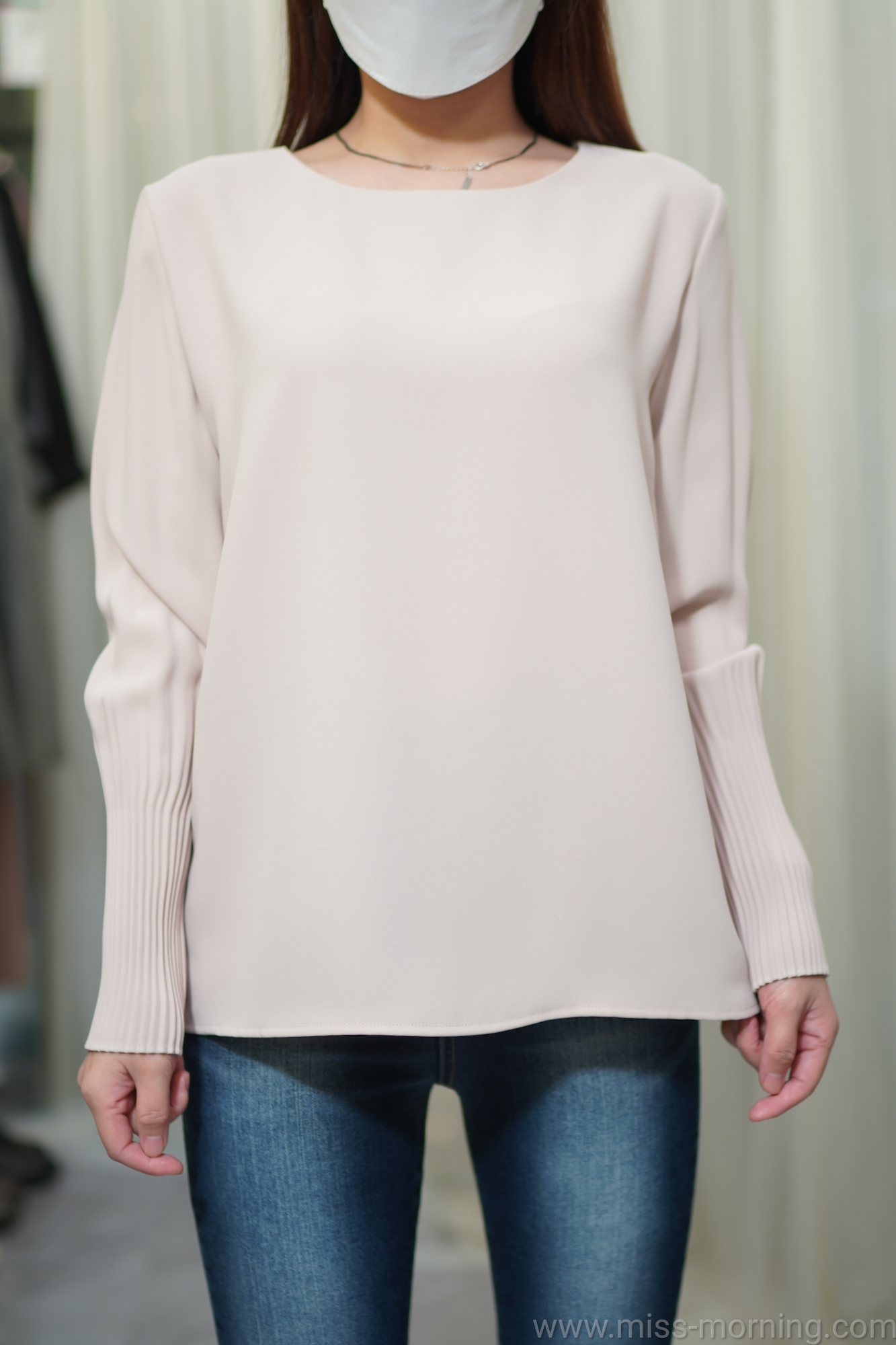 壓摺袖款雪紡上衣(13488)