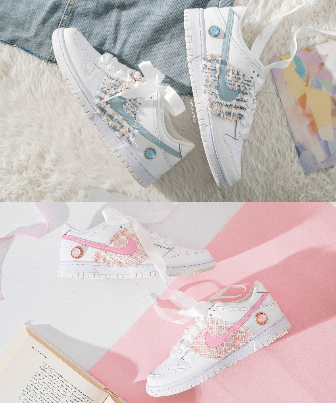 Nike Dunk Low (GS) 絲綢鞋帶 小香風 訂製款