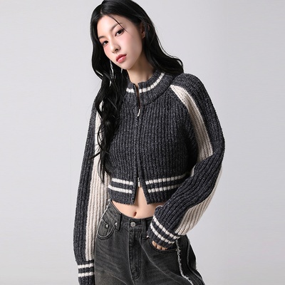 AVANDRESS Block Raglan Knit Zip-up