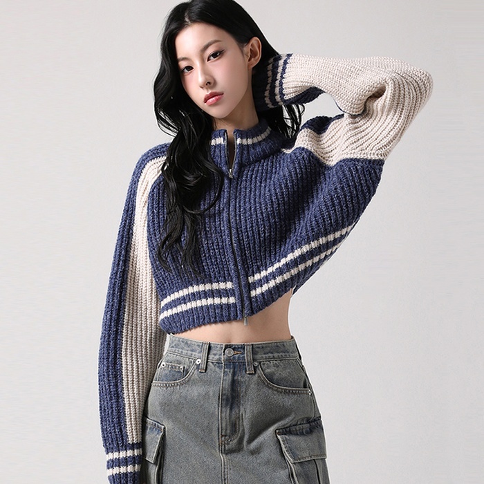 AVANDRESS Block Raglan Knit Zip-up