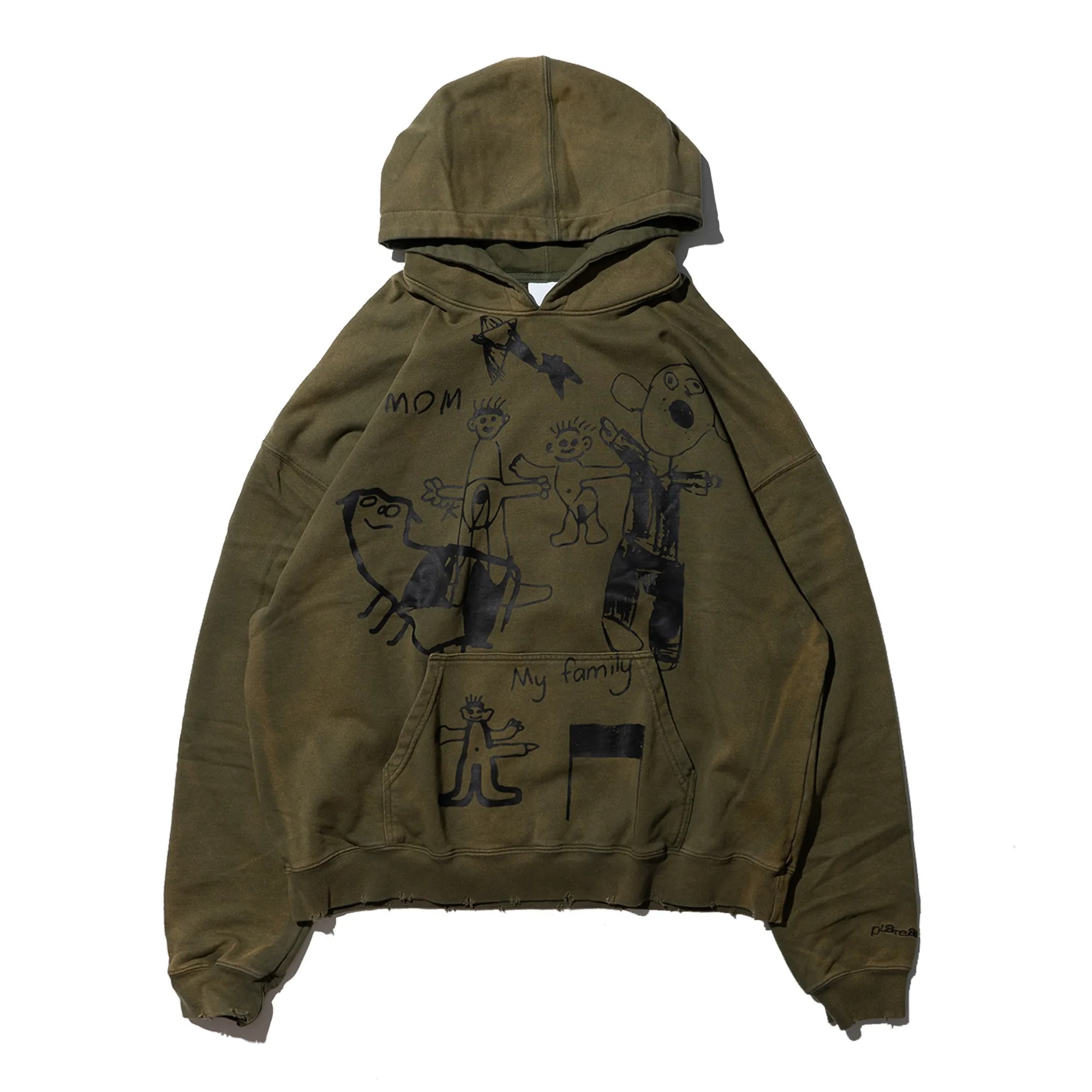 Plateau washed graphic hoodie 橄欖綠