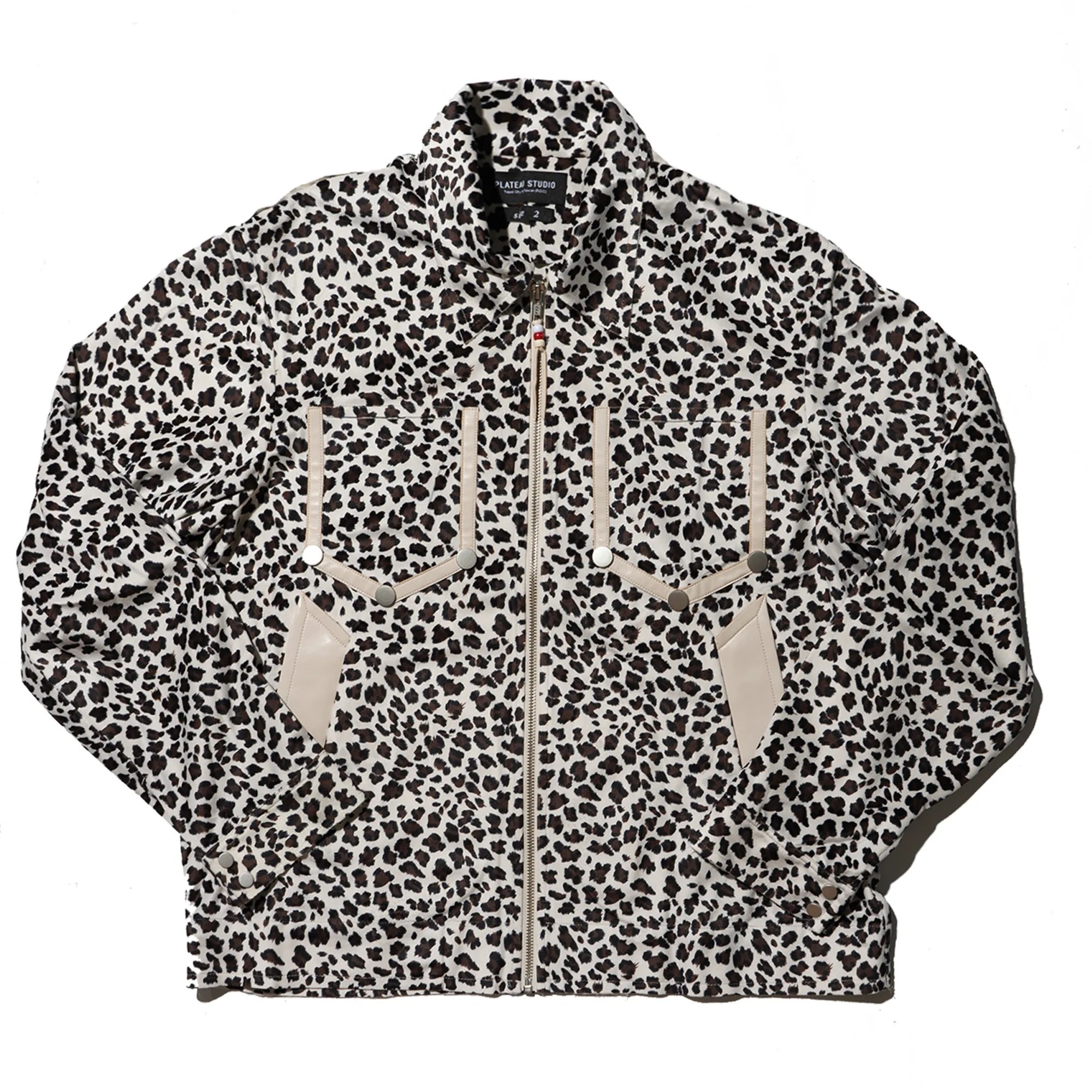Plateau leopard zip-up jacket