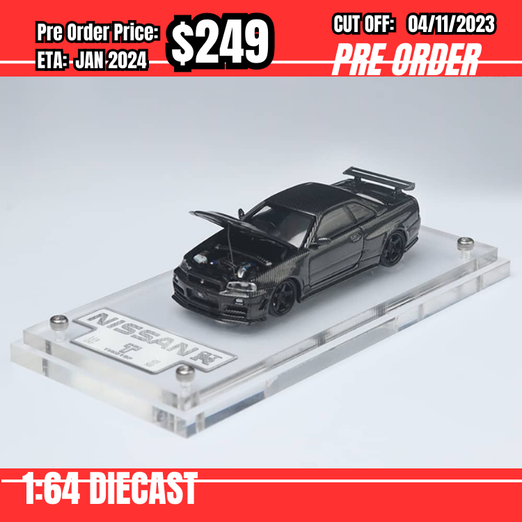 PO-$249 *Time Micro* 1:64 Nissan Skyline GTR R34 Z-Tune Carbon Black [OD28/10]