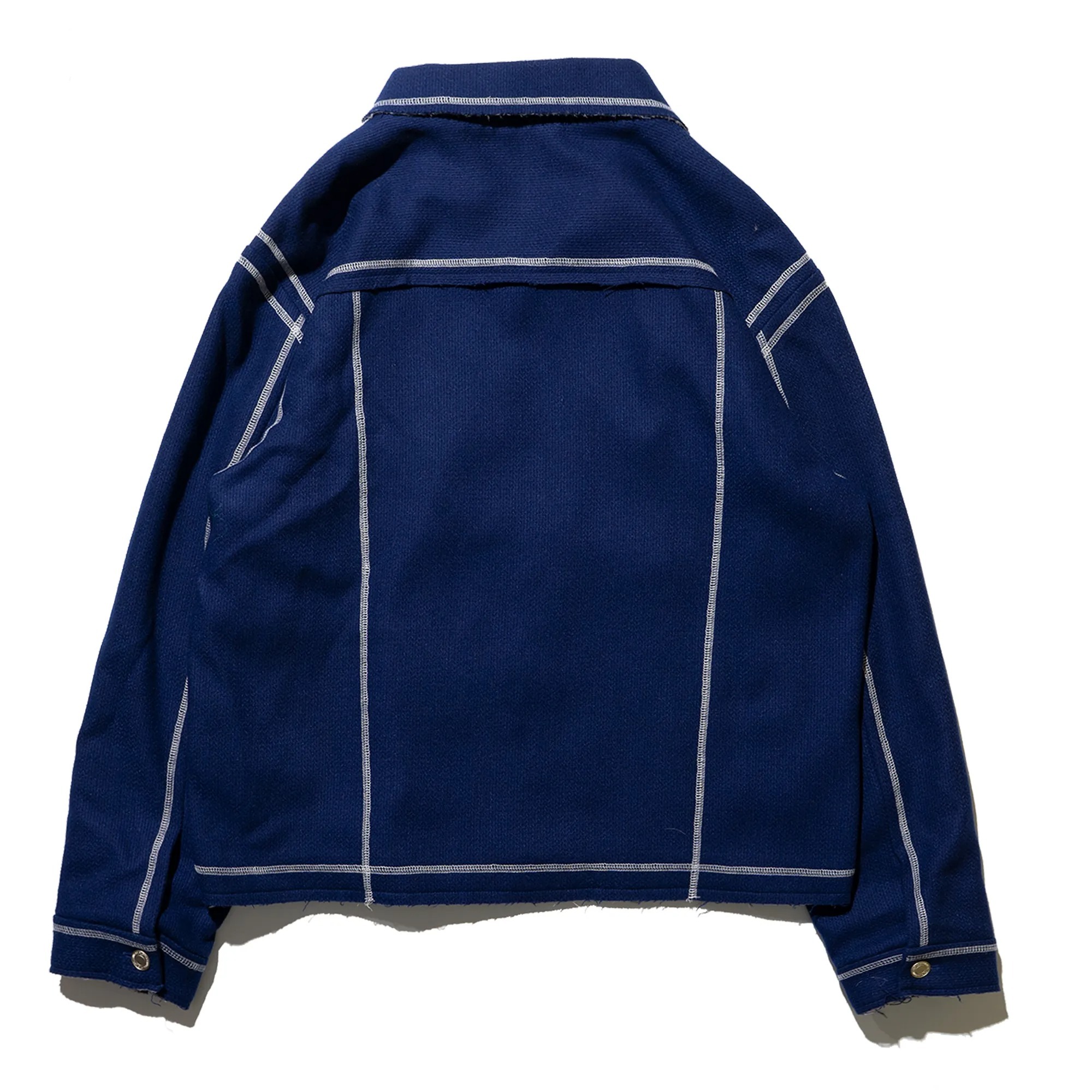 Plateau frayed raw edge wool jacket 藍