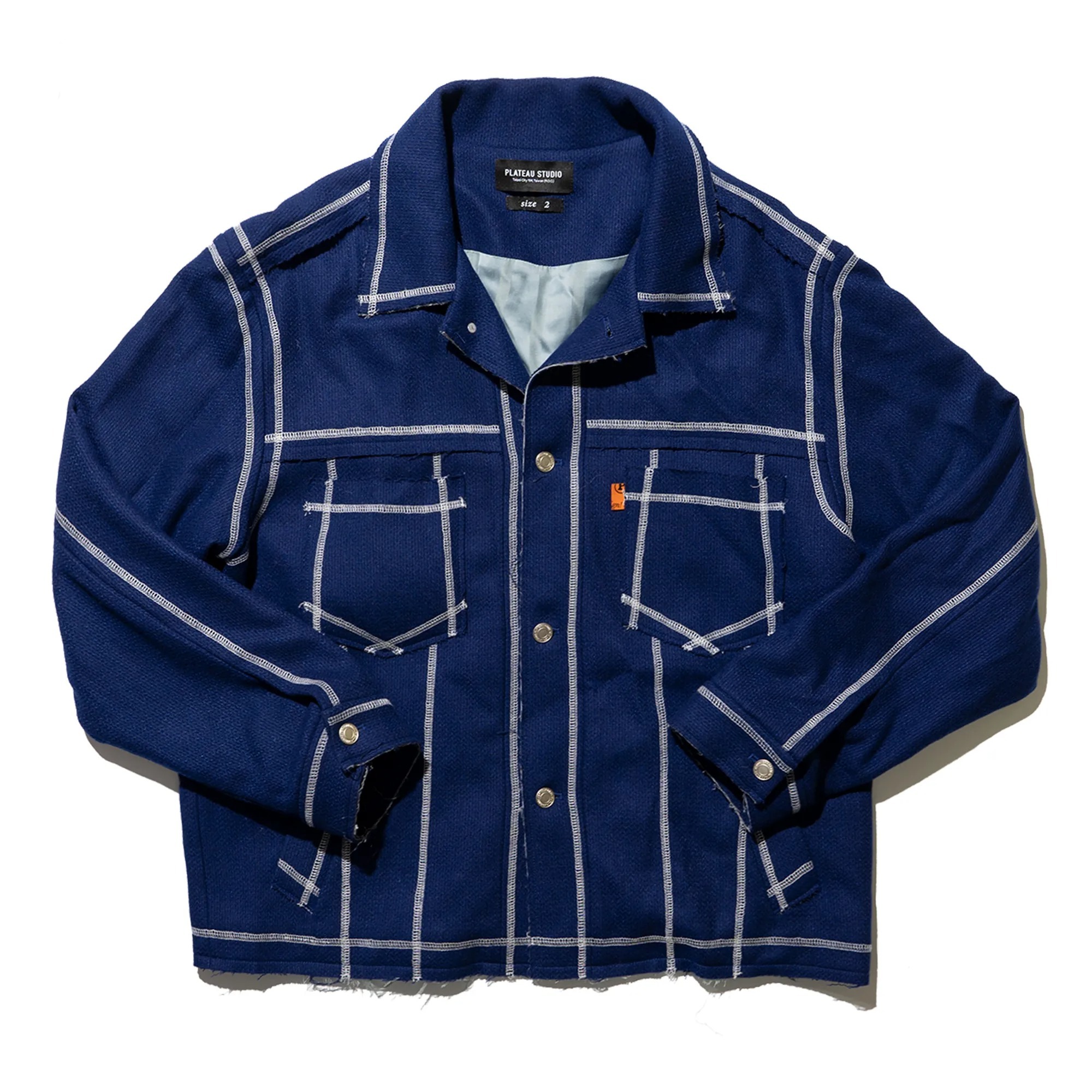 Plateau frayed raw edge wool jacket 藍