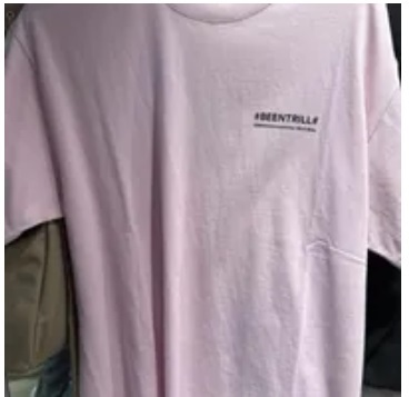[S] BEENTRILL TAPING HASHTAG SHORT SLEEVE T-SHIRT,LIGHT PINK, BA222TS004-LN (SBT111)