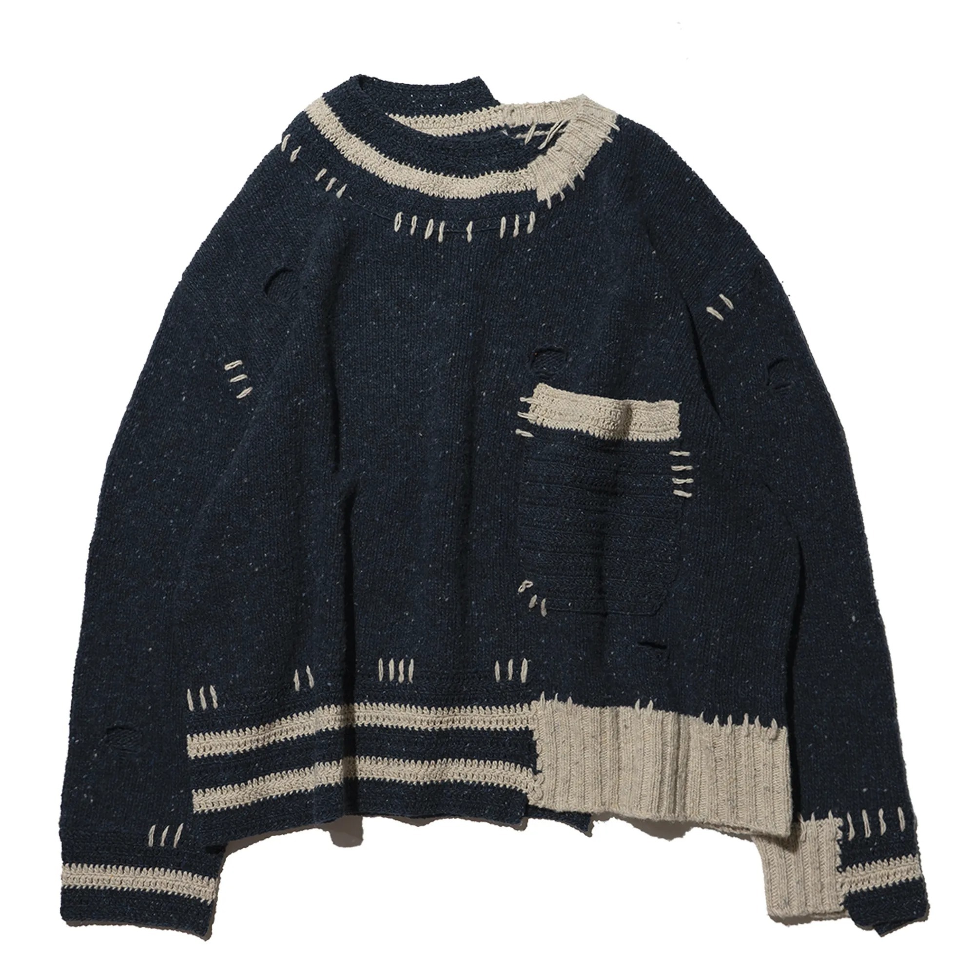 Plateau boro knit sweater