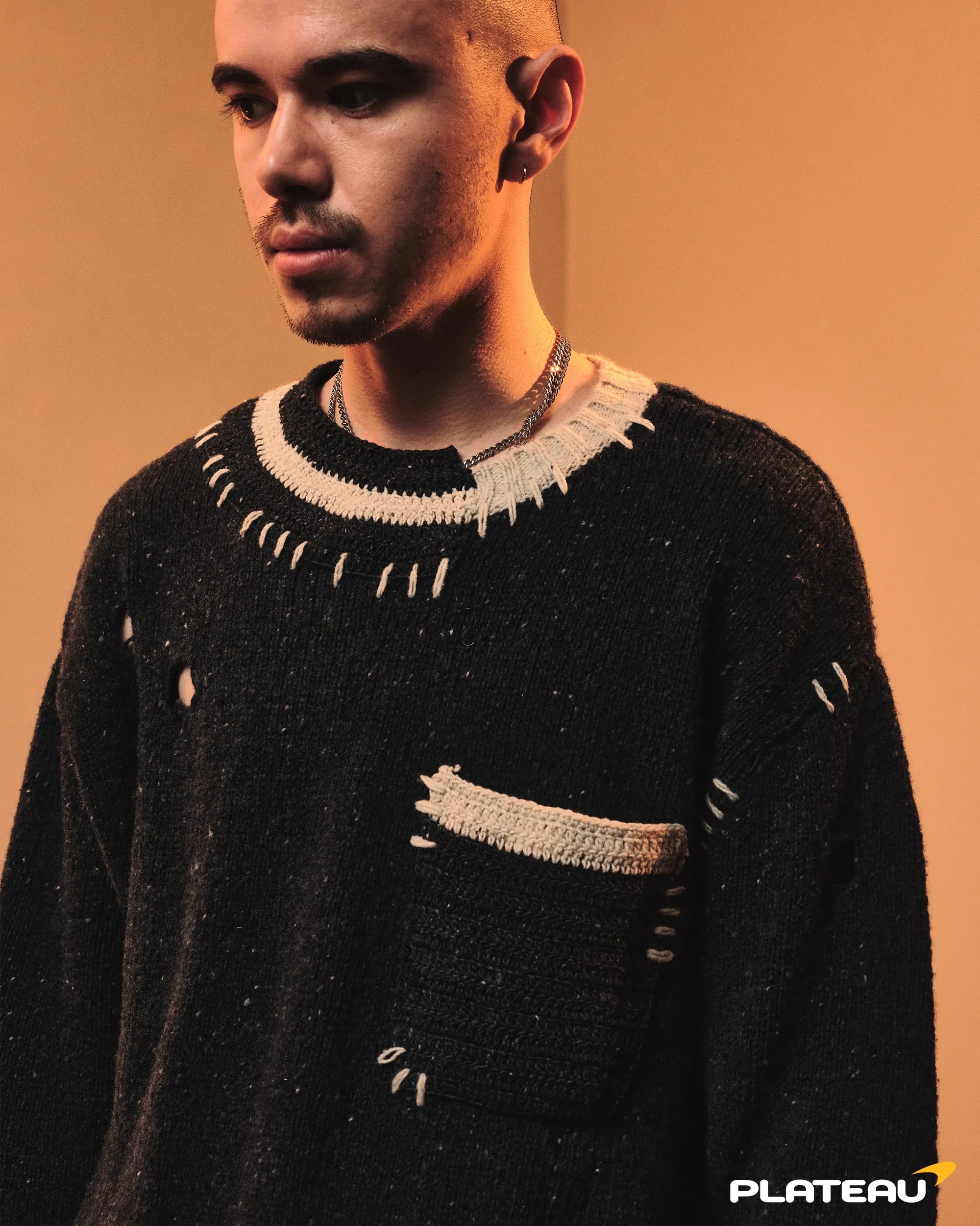 Plateau boro knit sweater