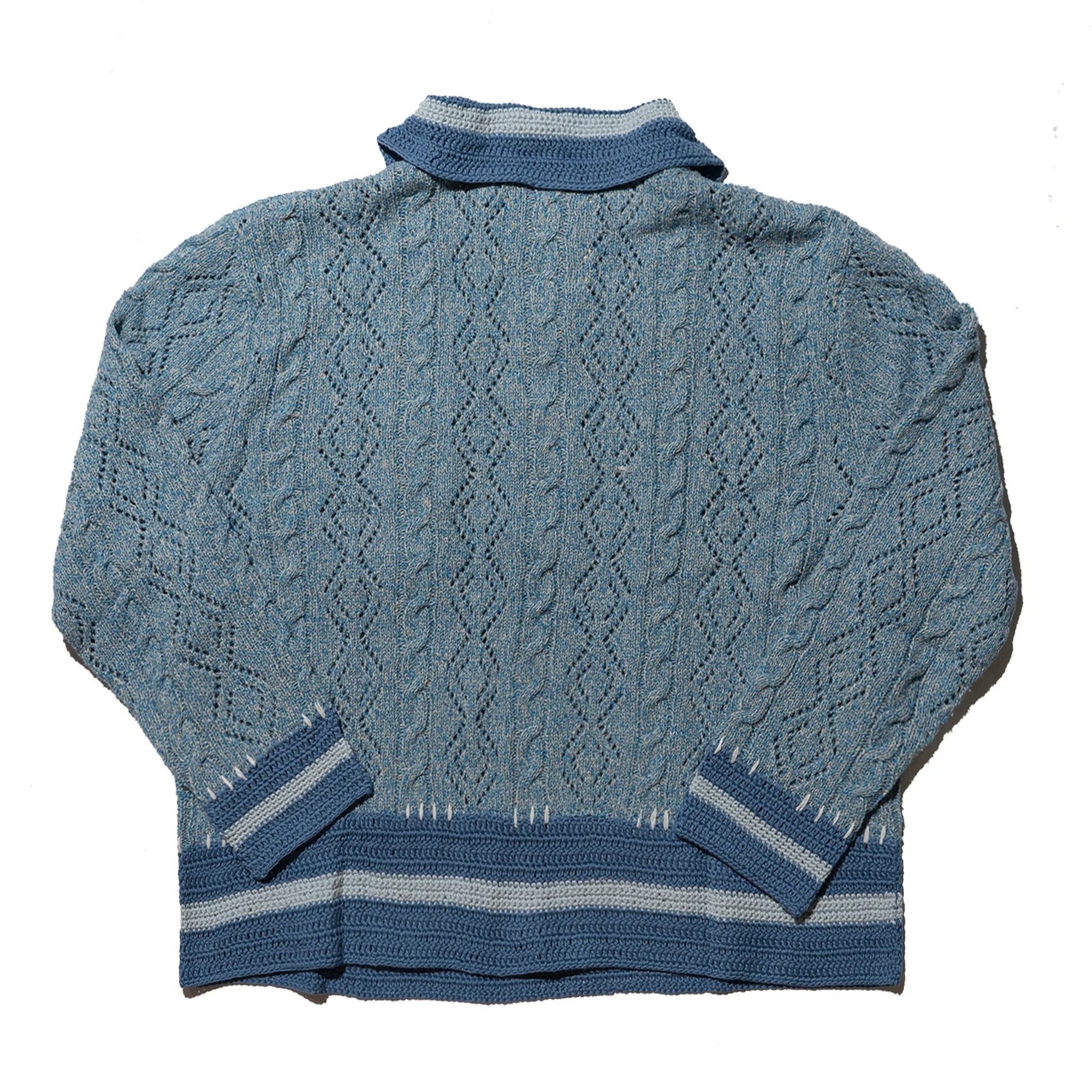 Plateau merino knit polo shirt 藍色