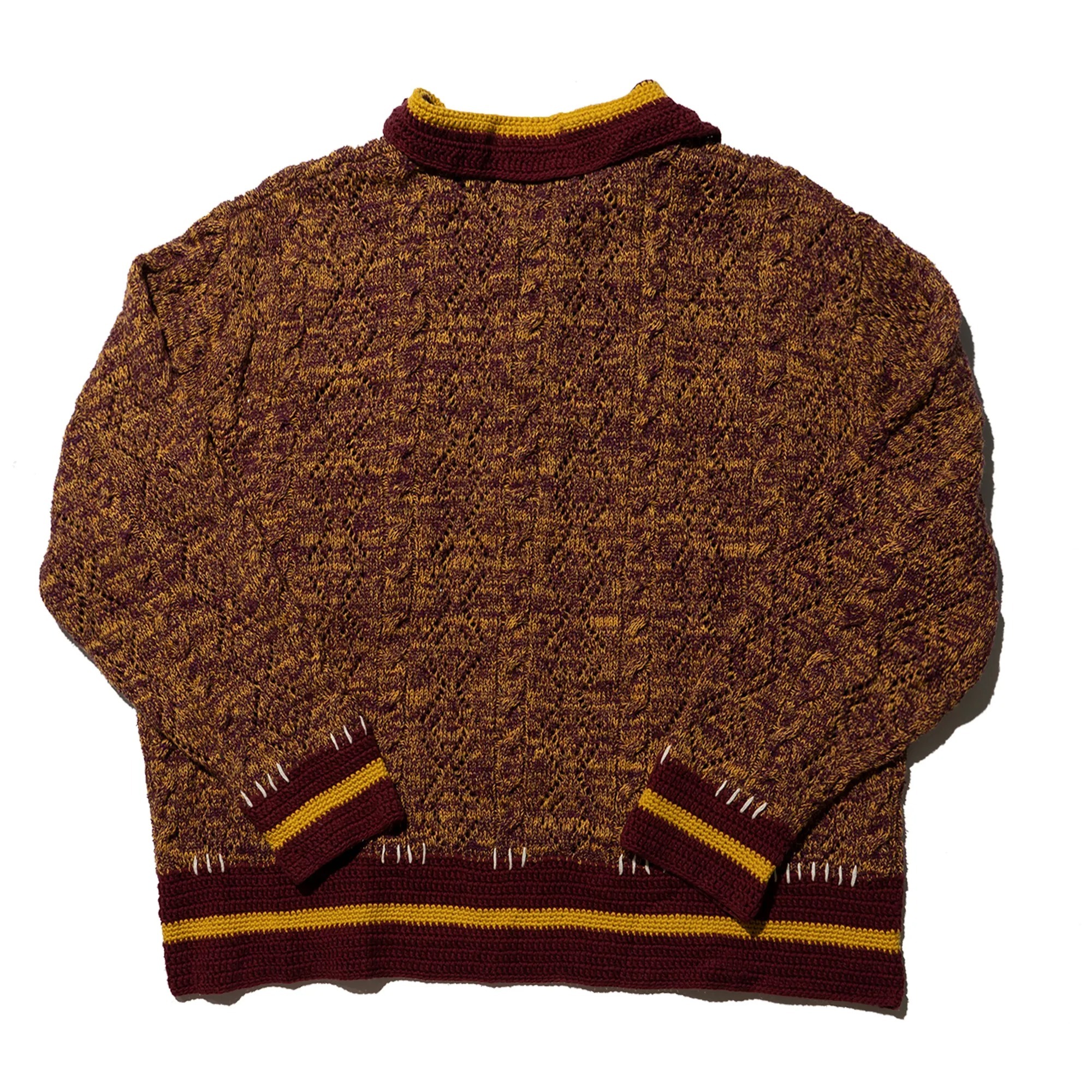 Plateau merino knit polo shirt 褐