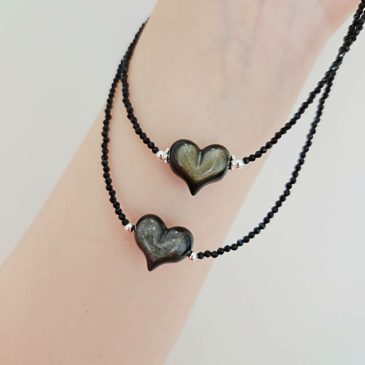 黑曜石愛心項鍊