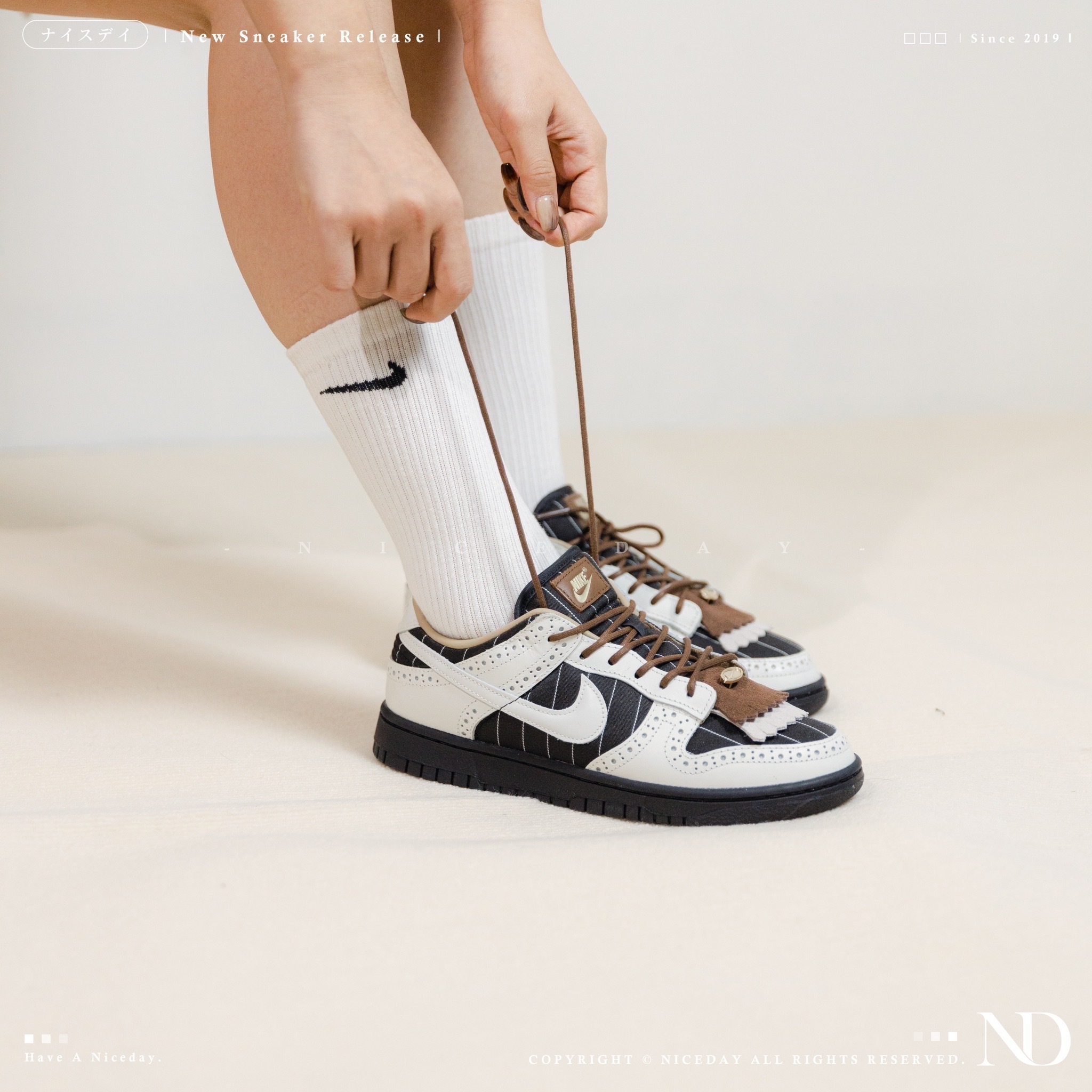 NICEDAY 部分現貨 / 代購 Nike Dunk Low 女 黑白棕 雕花鞋 美拉德 穿搭 運動 休閒鞋 Fv3642-010