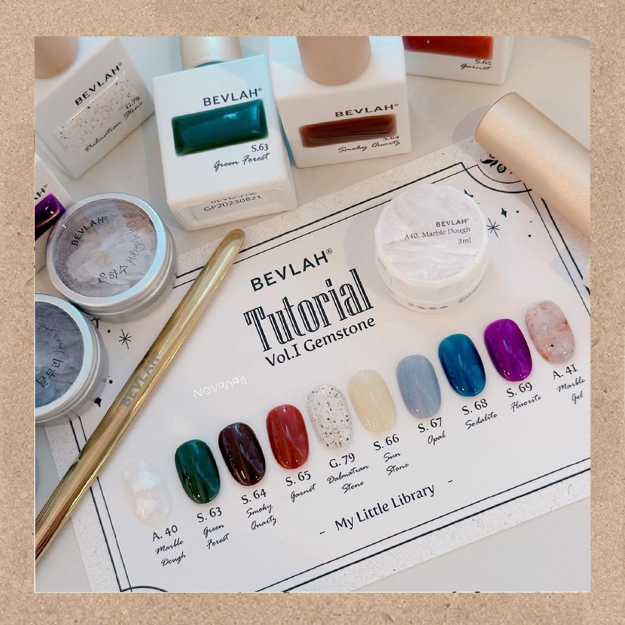 (全套10色 附有雲石金屬棒,色卡,練習卡及教學卡x3) BEVLAH 雲石 Gel Set - TUTORIAL VOL.1 GEMSTONE