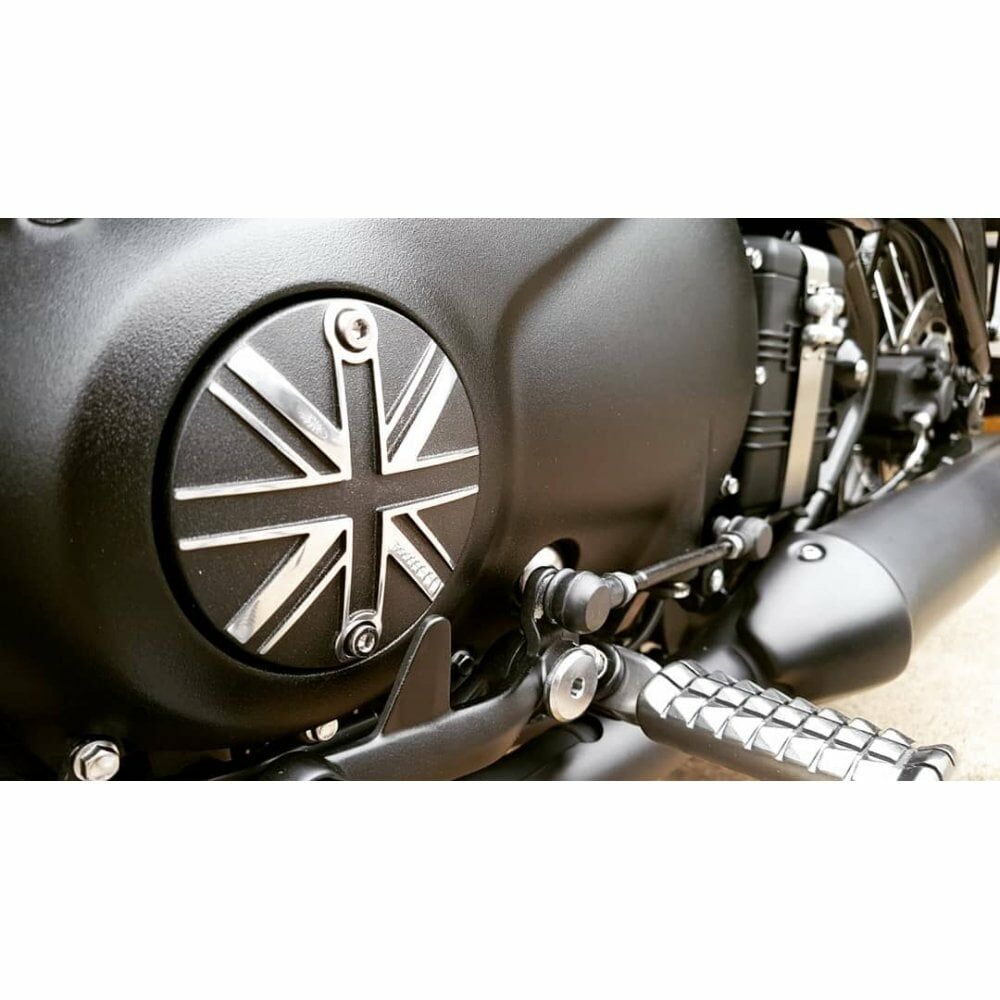 Motone LC Clutch Badge/Points ACG Cover - Union Jack - Black&Polished