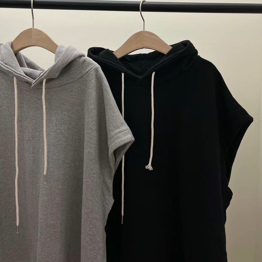 G31Overfit下擺開衩連帽T(黑)