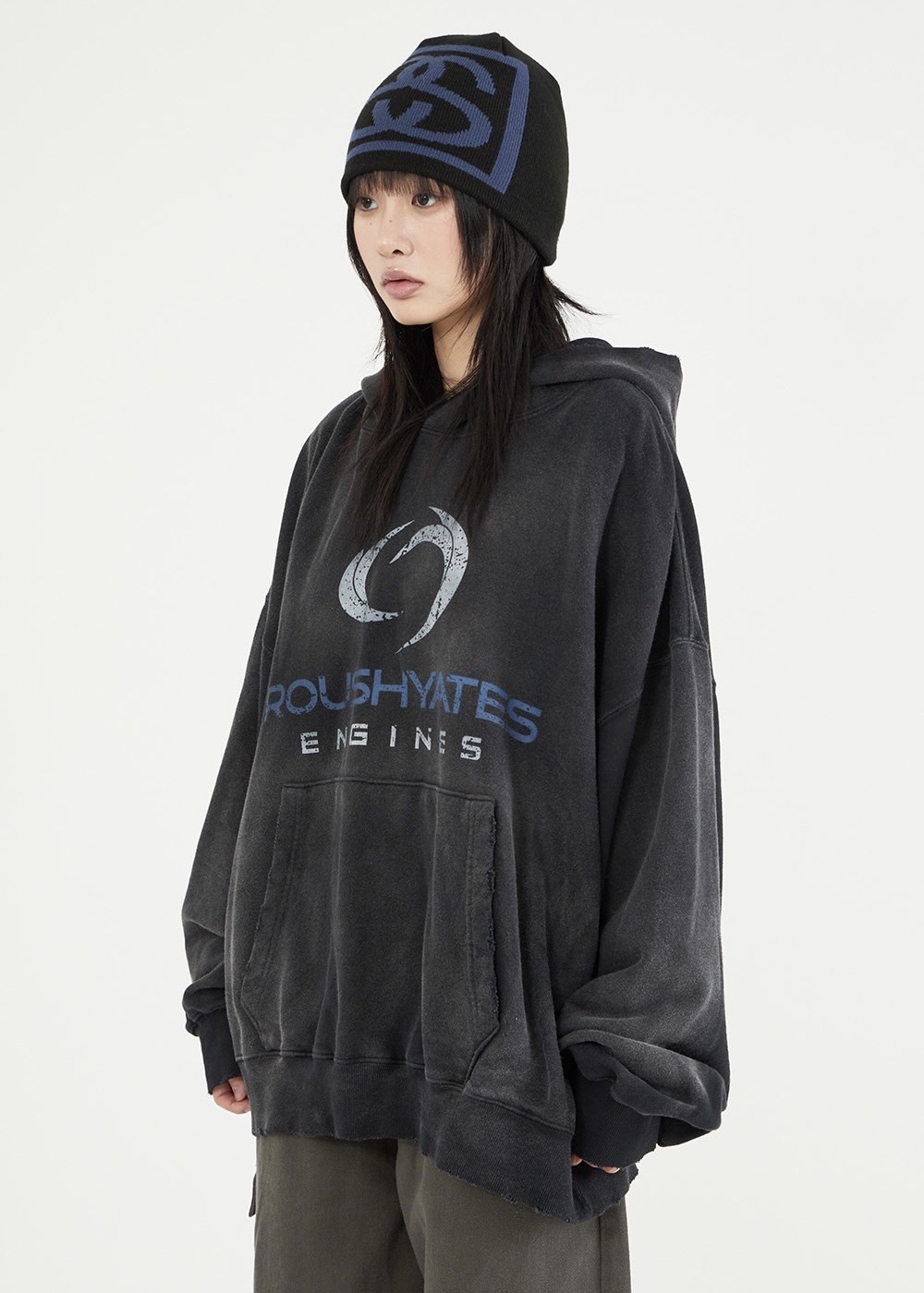 RAUCOHOUSE 不規則水洗斑駁印花帽TEE（2COLOR）