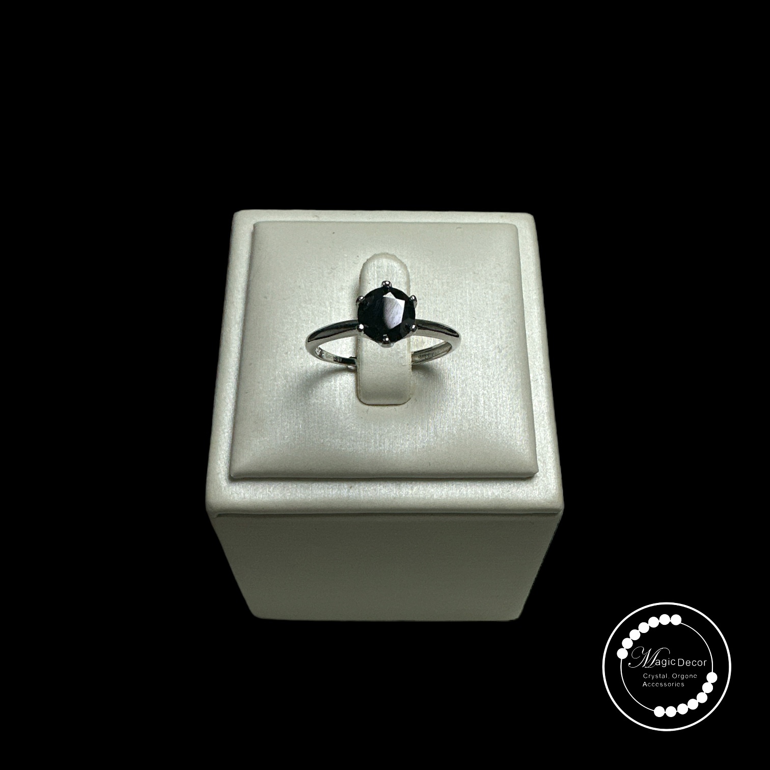 240203-c82 六爪1卡黑鑽莫桑純銀開口戒指