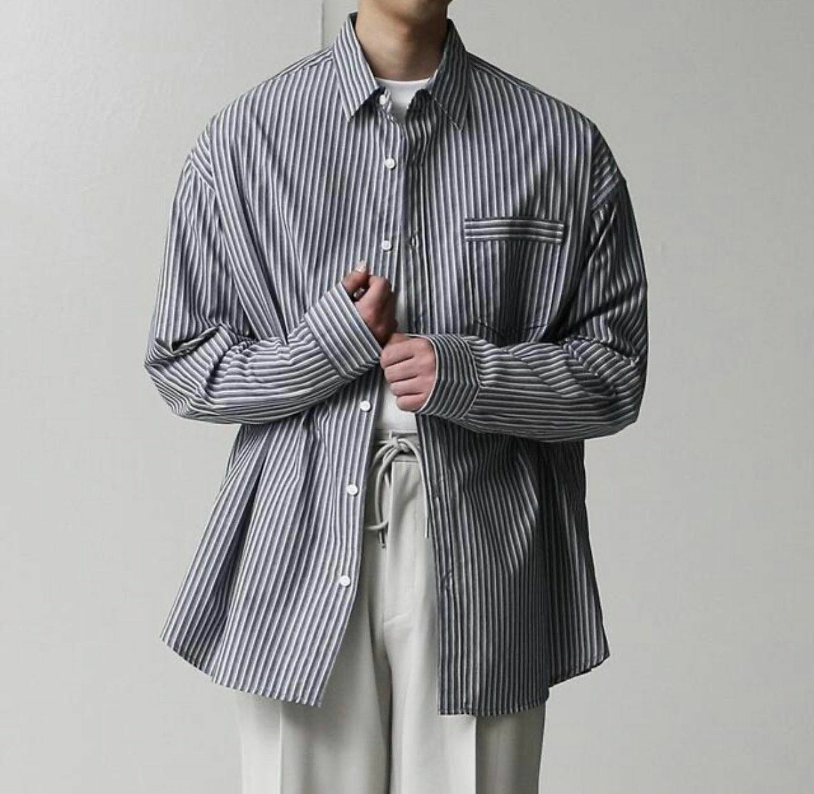 條子長袖恤衫 RECOVER-006S