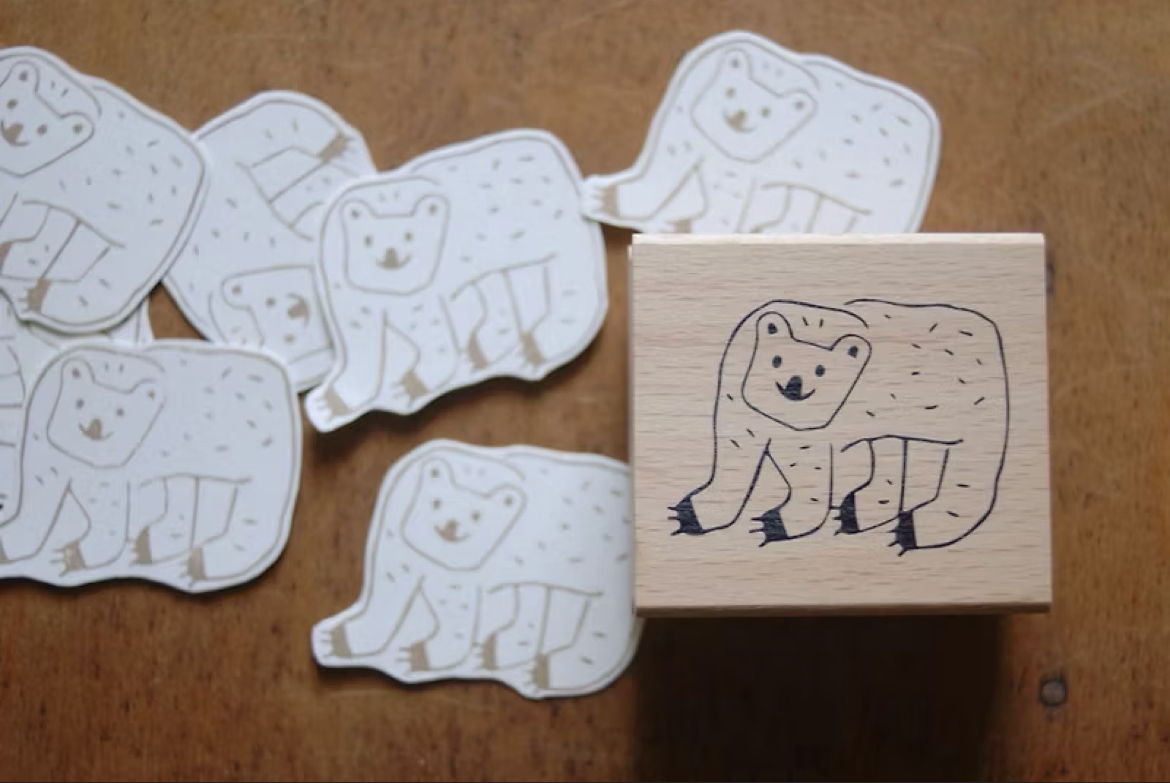 EVAKAKU Bear Hello stamp