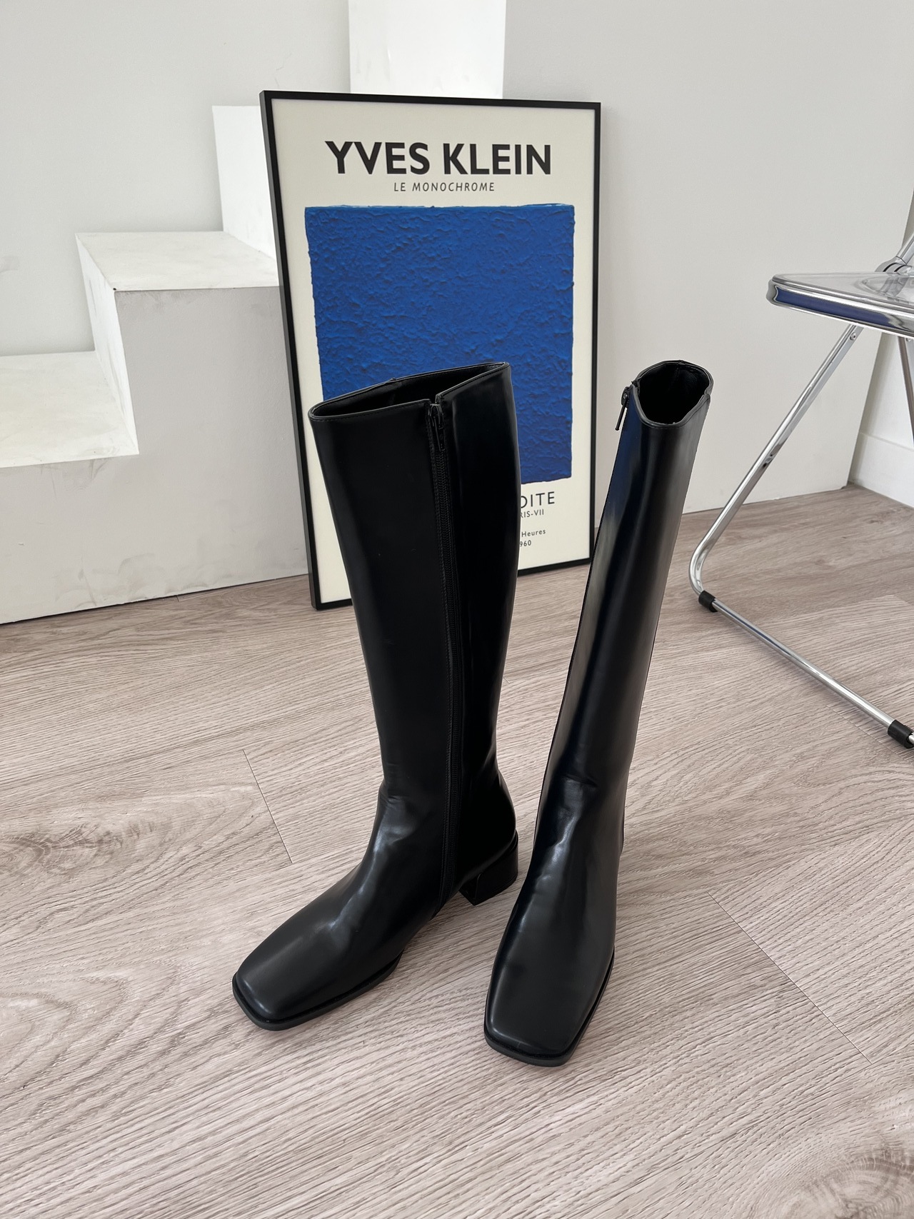 Block-heel Knee Boots (2 colours)