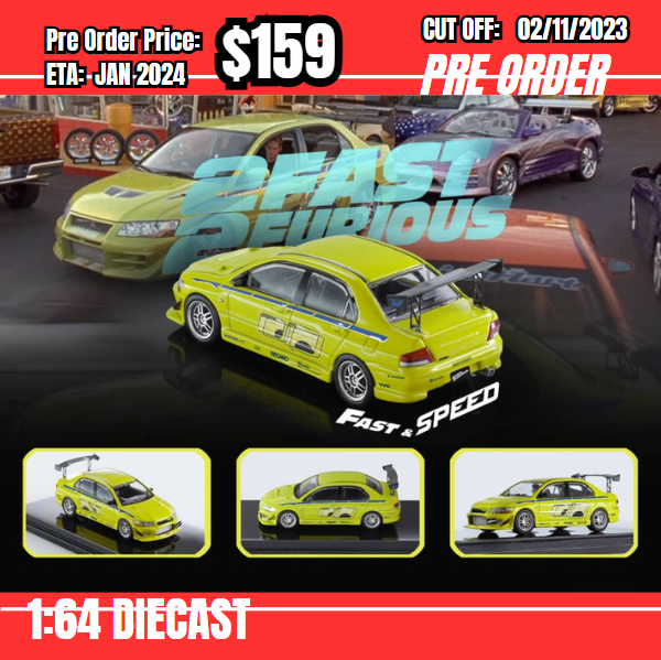 PO-$159 *Fast Speed* 1:64 Mitsubishi Lancer EVO VII FNF Green [OD29/10]