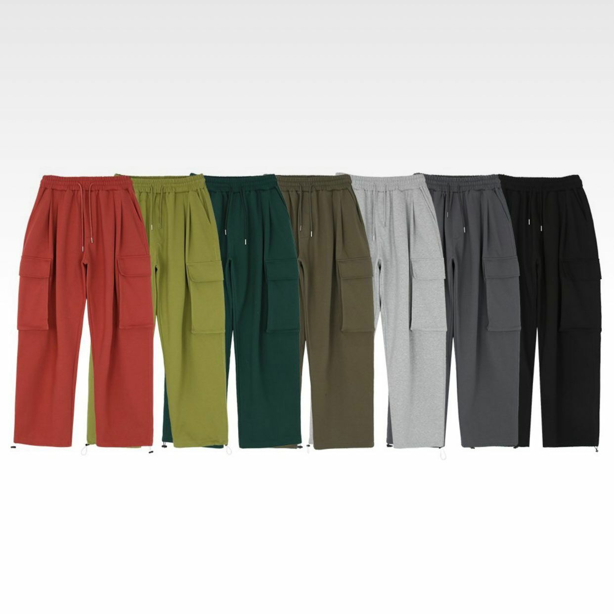 淨色可束腳工裝鬆身褲 And More-001P