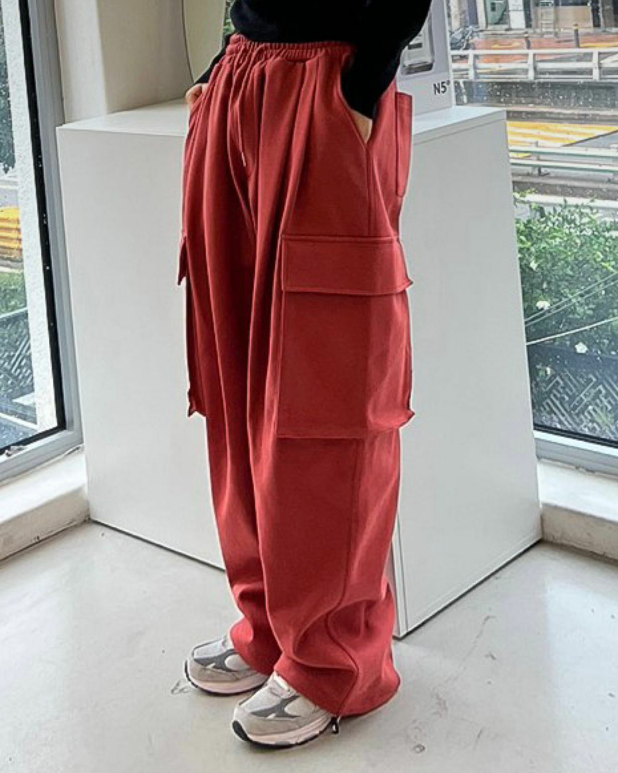 淨色可束腳工裝鬆身褲 And More-001P