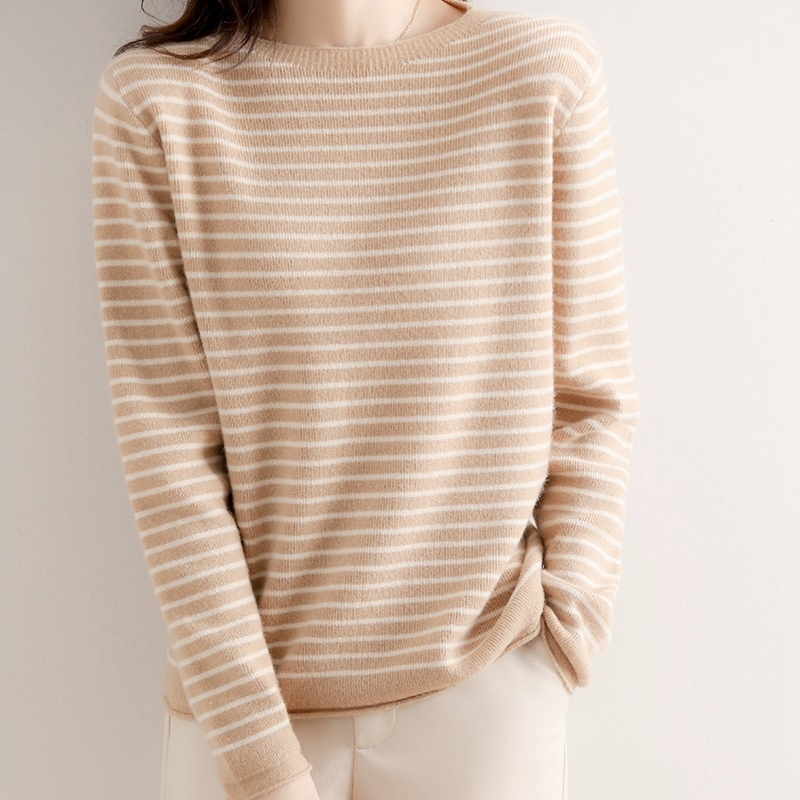 平領細條紋針織上衣 六色