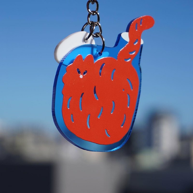 miii｜壓克力吊飾｜瓶中貓｜藍