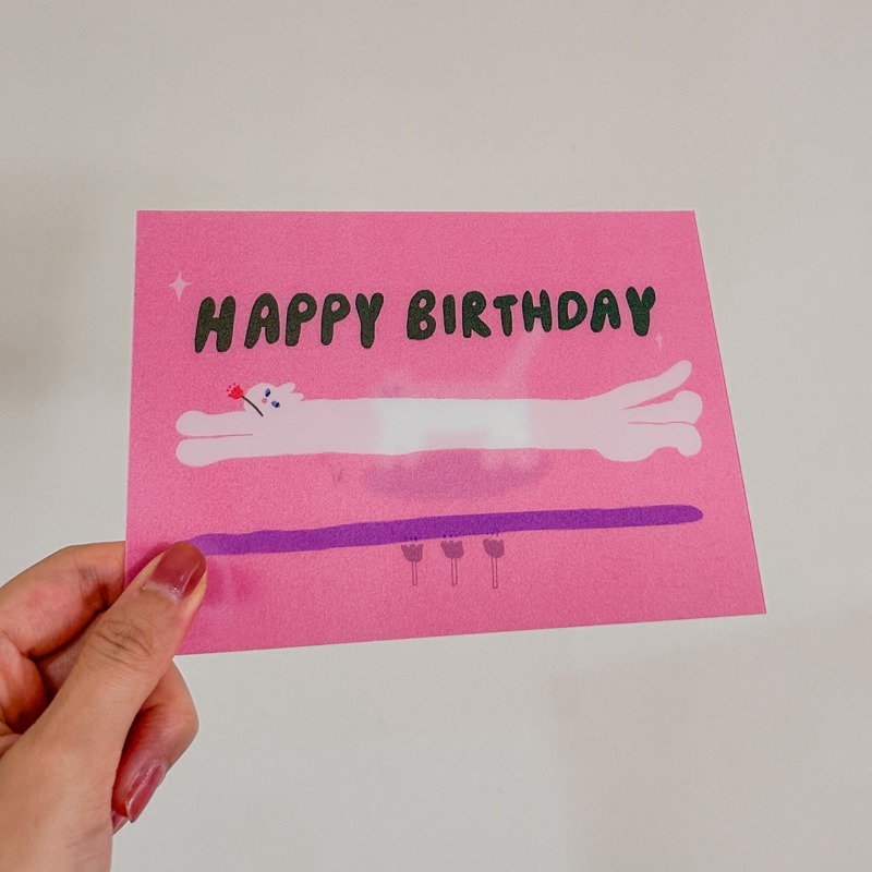 miii｜變幻明信片｜HAPPY BIRTHDAY｜白貓