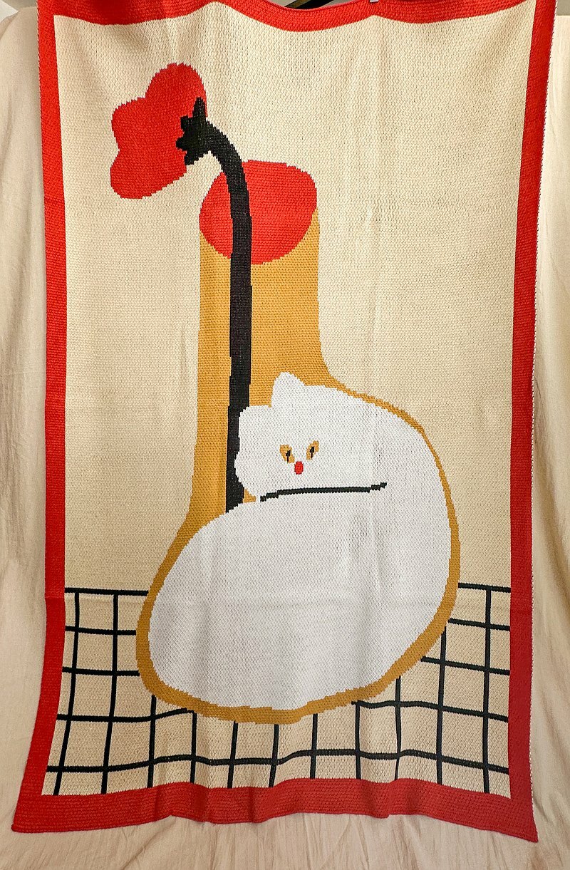 miii｜針織毯｜白貓