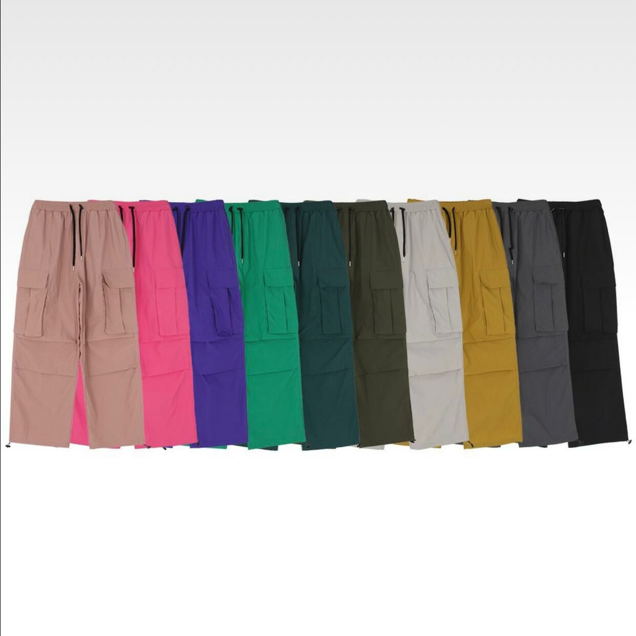 淨色可束腳工裝鬆身褲 And More-007P