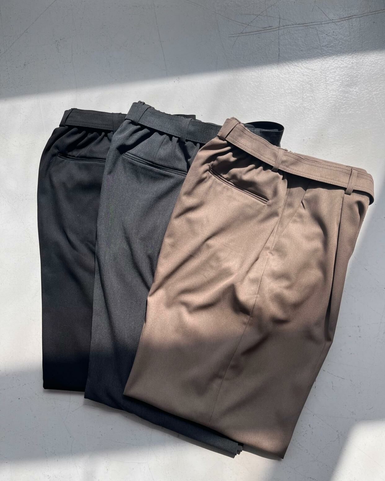 淨色連腰帶鬆身西褲 And More-018P