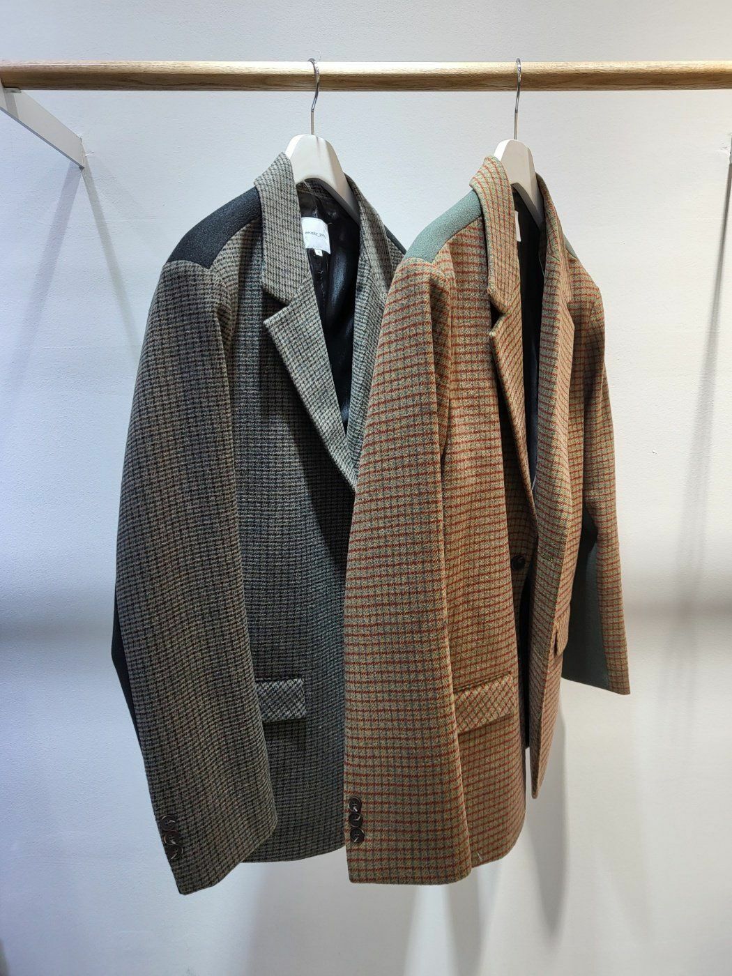 格仔拼色西裝褸 Crunky_youth-010JK