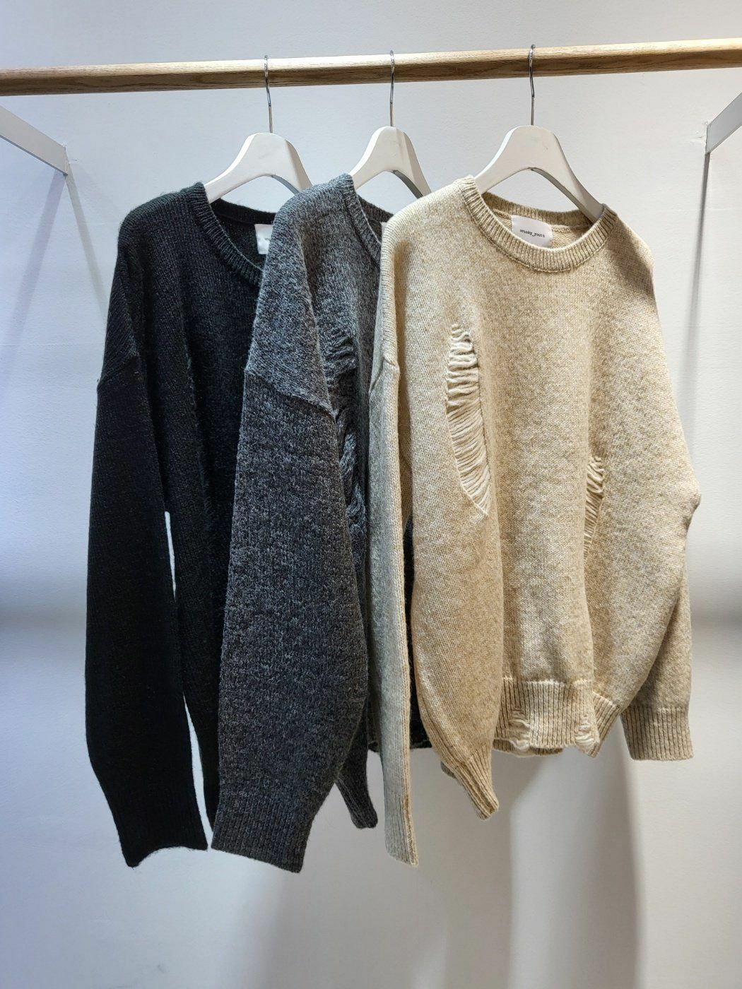 圓領破洞針織衫 Crunky_youth-012T