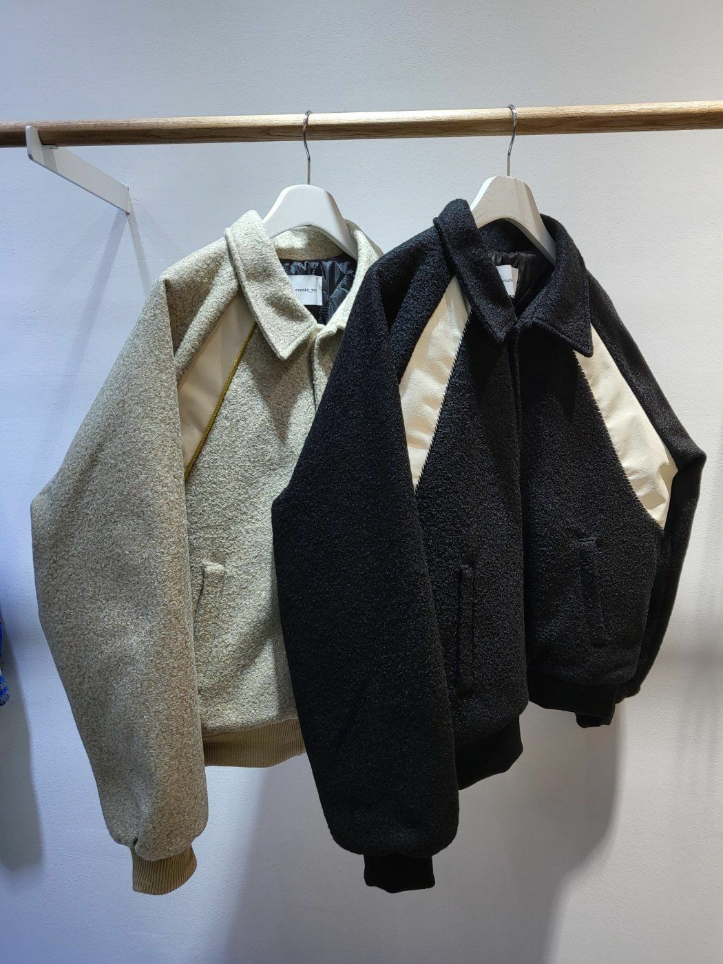 恤衫領拼皮開胸外套 Crunky_youth-013JK