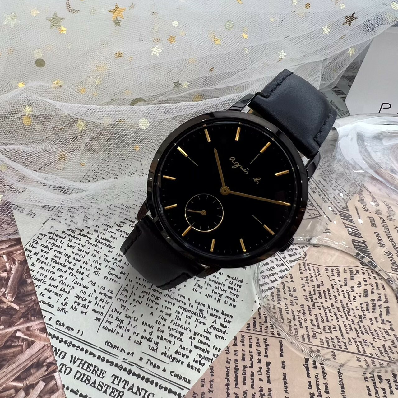 【agnès b.】法式簡約小秒針時尚腕錶VD78-KLB0G 38mm 現代鐘錶