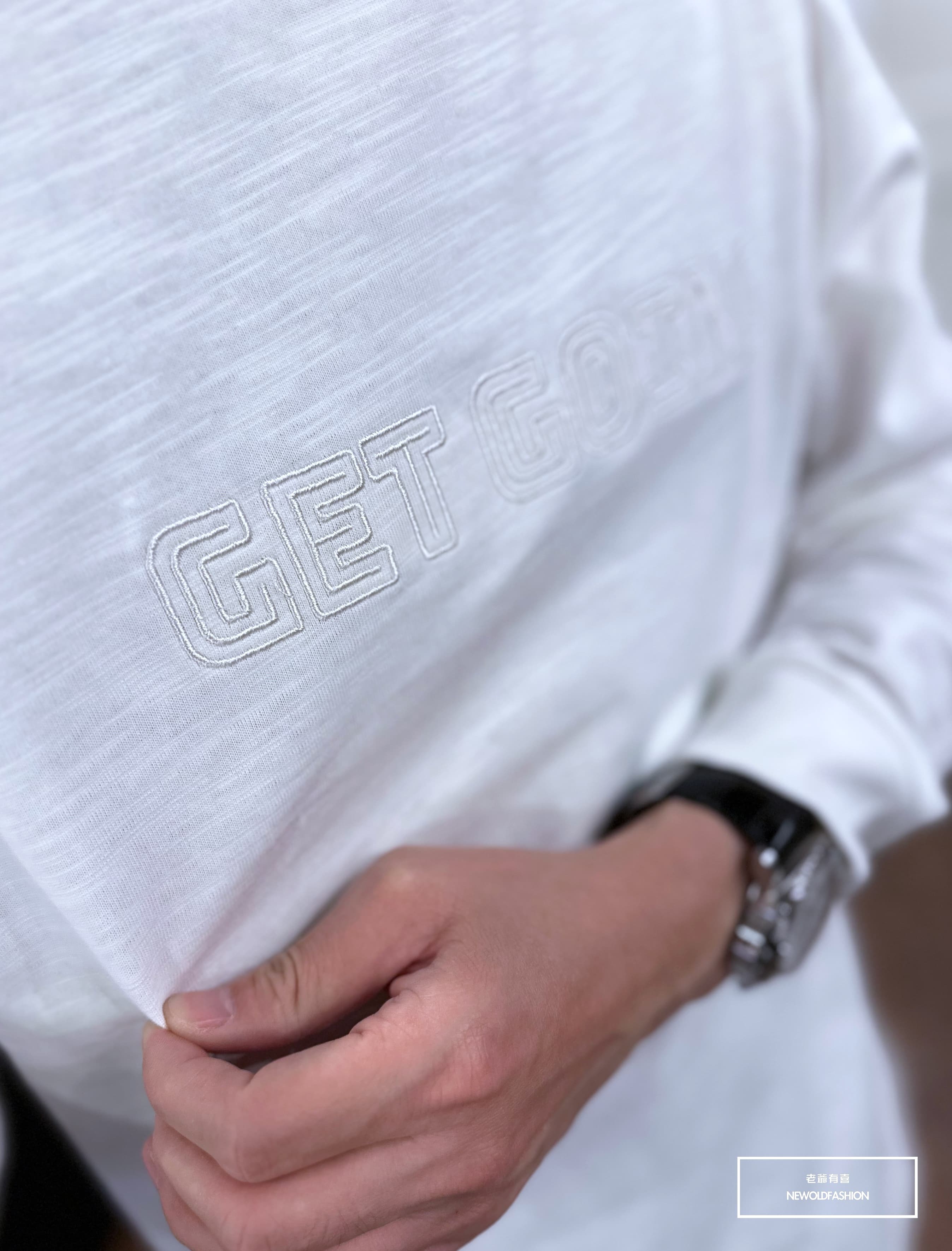 『新品上市』重磅GOING刺繡竹節棉大學T-白(NOF2309387)