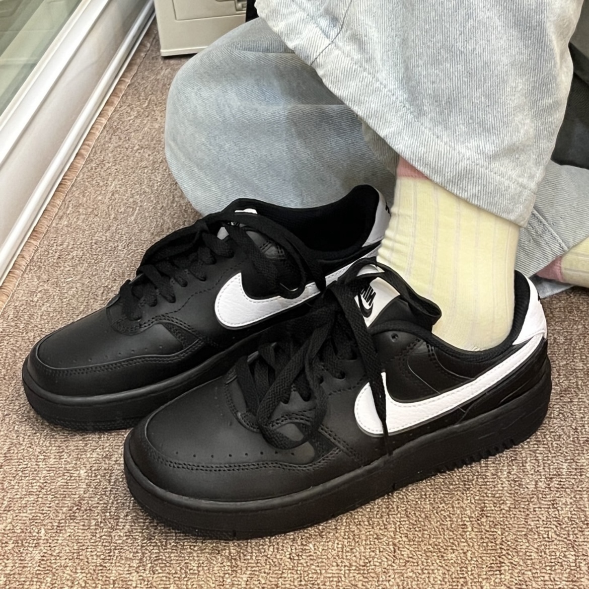 【現貨】 Nike W Gamma Force 皮革 增高 厚底 黑白